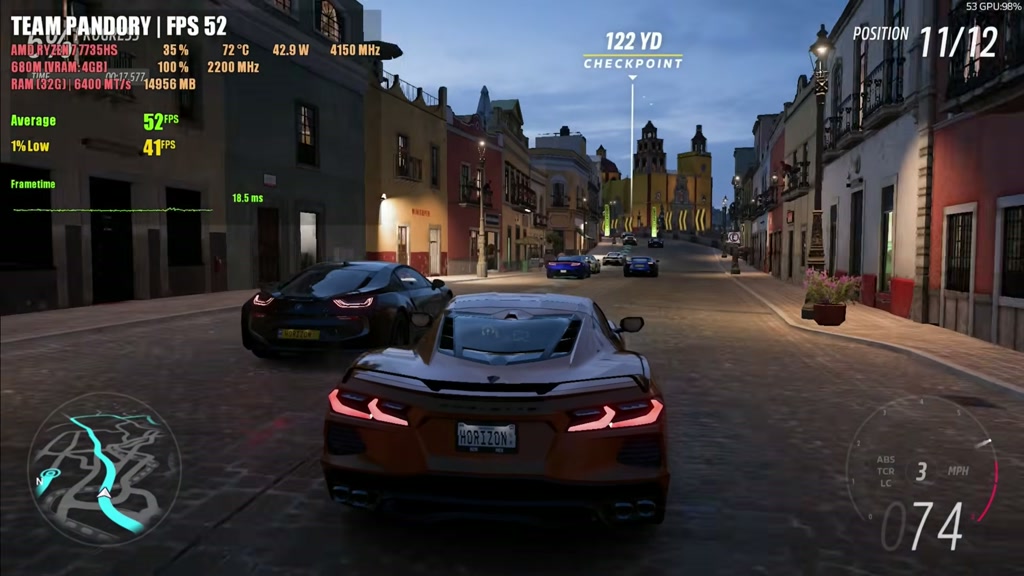 Forza Horizon 5 running on the GMKtec K16 at 1080p medium