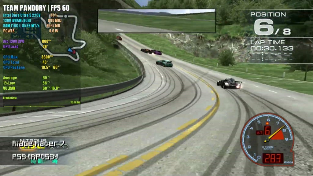 Ridge Racer 7 running through PlayStation 3 emulation on the GMKtec K17