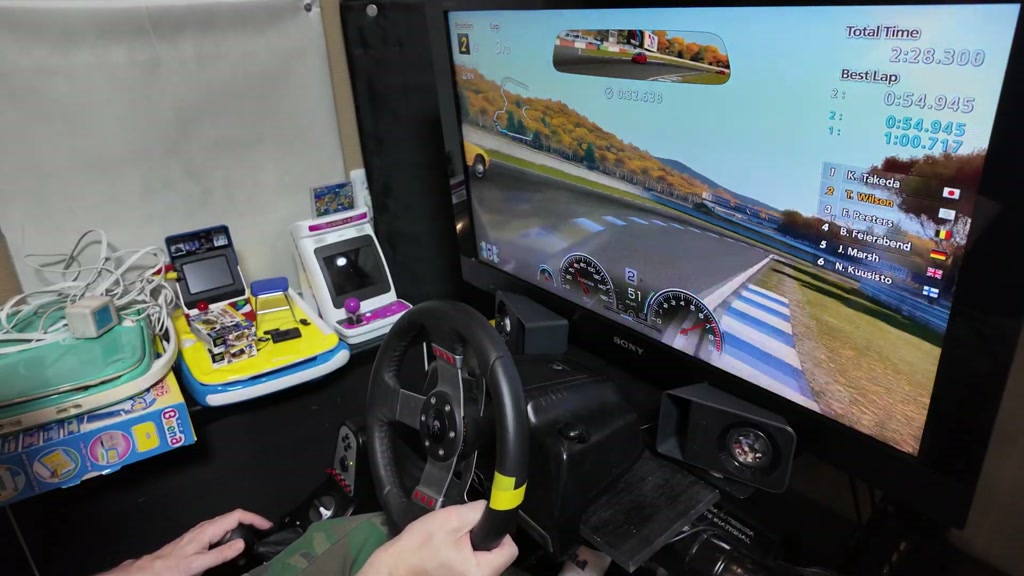 Gran Turismo 6 running with the adapted G25 shifter connected to a G27 wheel
